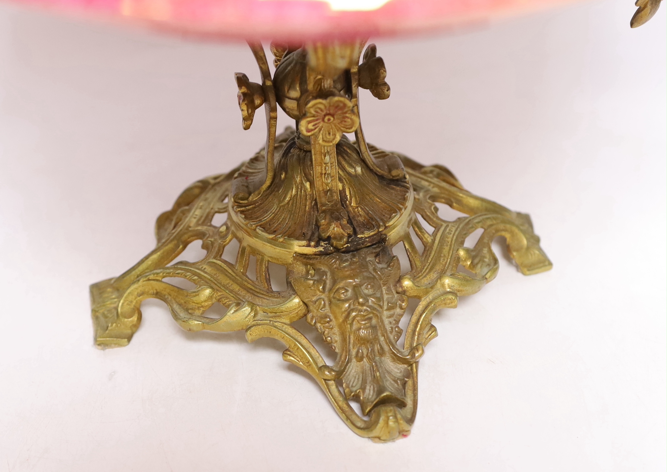 A lustreware and gilt metal tazza, 26cm high